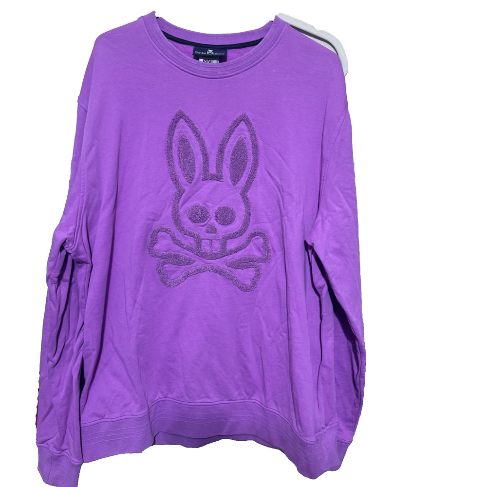 Psycho Bunny Sweatshirt Mens XXL Pink Fuchsia Embroidered Crossbone 100% cotton